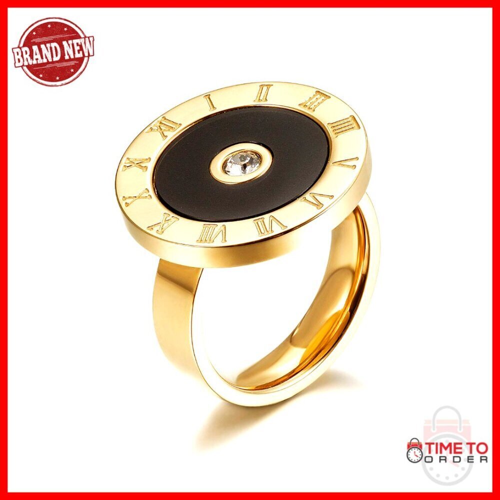 14K Gold Plated Statement Ring with Simulated Diamond CZ Parallel Bar Design